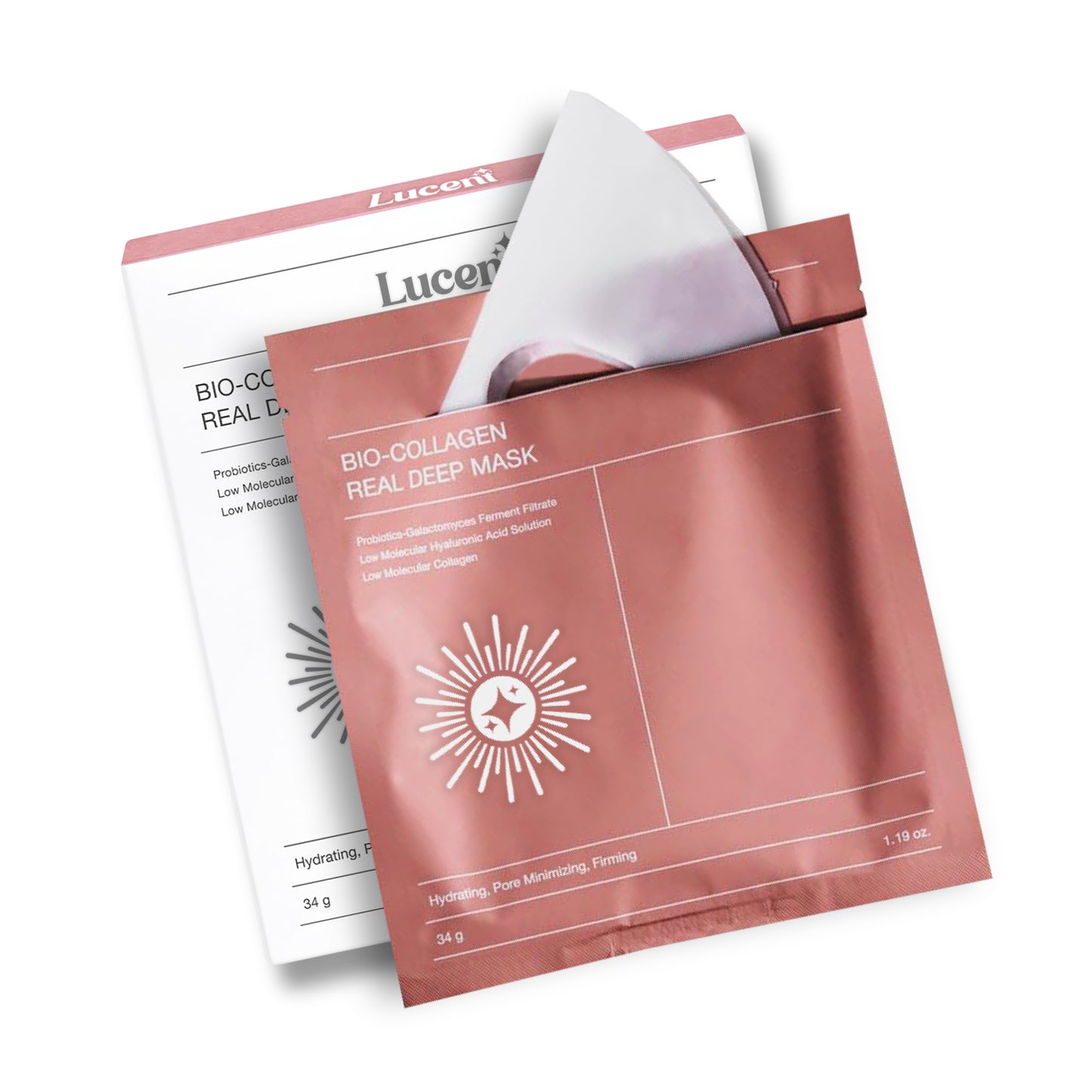 Mascarilla de Colágeno Lucent x4 | Reafirma y tonifica tu piel